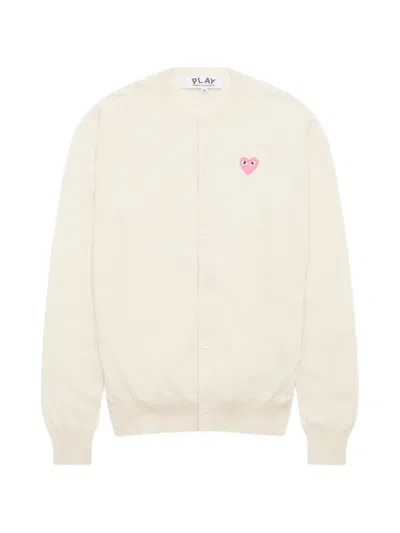 Comme Des Garçons Play Heart-patch Round-neck Cardigan In Neutral