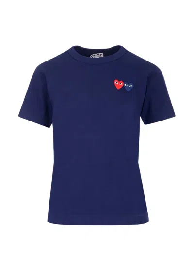 Comme Des Garçons Play Heart-patch T-shirt In Blue