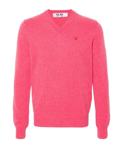 Comme Des Garçons Play Heart-patch Wool Jumper In Animal Print