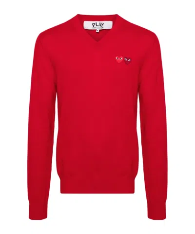 Comme Des Garçons Play Heart-patch Wool Jumper In Multi