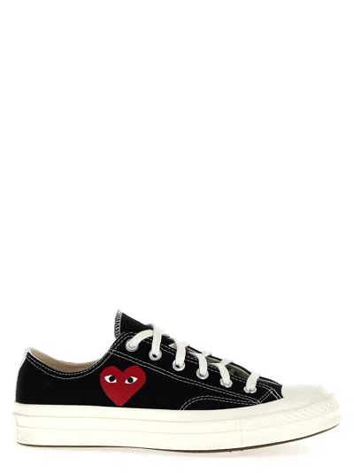 Comme Des Garçons Play Heart-print Canvas Sneakers In Black