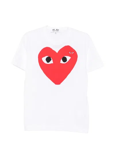 Comme Des Garçons Play Heart Print Logo Patch T-shirt In White