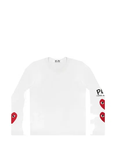 Comme Des Garçons Play Heart-print Long-sleeve T-shirt In White