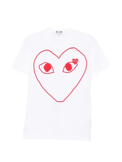 Comme Des Garçons Play Heart-print T-shirt In White