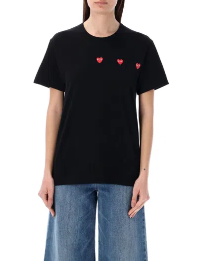 Comme Des Garçons Play Hearts T-shirt In Black
