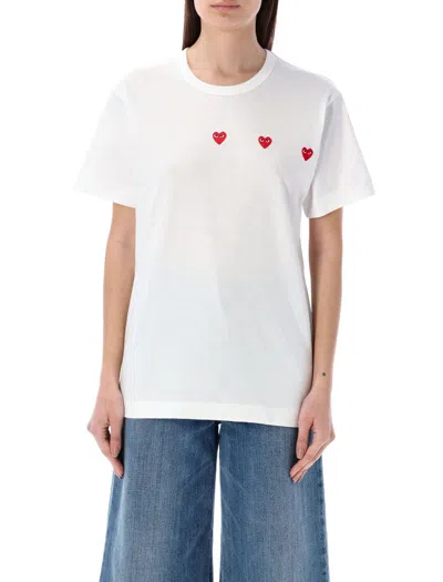 Comme Des Garçons Play Hearts T-shirt In White