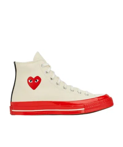 Comme Des Garçons Play High Lace-up Casual Sneakers In Nude