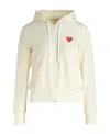 Comme Des Garçons Play Heart Logo Patch Zip-up Hoodie In White