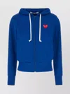 Comme Des Garçons Play Hooded Polyester Sweatshirt With Front Pockets In Blue
