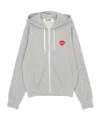 Comme Des Garçons Play Hooded Zip-up In Gray