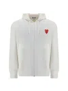 Comme Des Garçons Play Heart-patch Zipped Hoodie In White