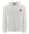 Comme Des Garçons Play Heart-patch Zipped Hoodie In White