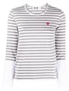 Comme Des Garçons Play Horizontal-stripe Long-sleeve T-shirt In Grey