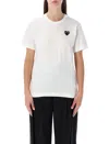 Comme Des Garçons Play White Cotton T-shirt With Crystal Heart In White