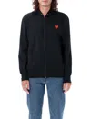 Comme Des Garçons Play Heart-embroidered Cotton-jersey Hoody In Black