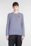Comme Des Garçons Play Rhinestones Heart Striped T-shirt In Blue