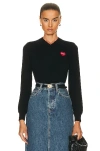 Comme Des Garçons Play Invader V-neck Pullover Sweater In Black