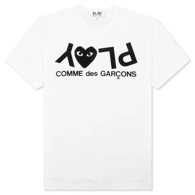 Pre-owned Comme Des Garçons Play Inverted Text T-shirt In White