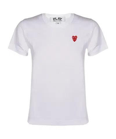 Comme Des Garçons Play Comme Des Garcons Play Mens Red Heart Logo T-shirt In White