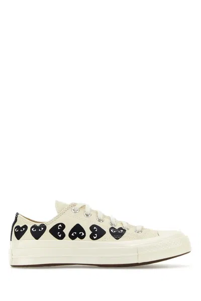 COMME DES GARÇONS PLAY COMME DES GARÇONS PLAY IVORY CANVAS COMME DES GARÃ§ONS X CONVERSE SNEAKERS