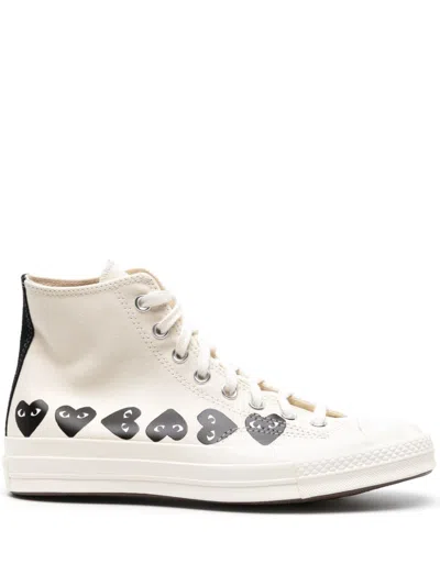 Comme Des Garçons Play Ivory Canvas Comme Des Garã§ons X Converse Sneakers