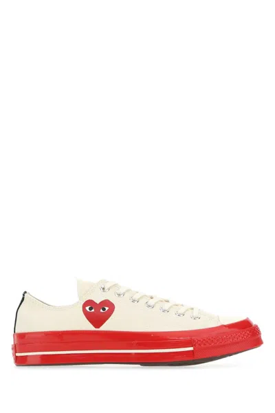 Comme Des Garçons Play Ivory Canvas Comme Des Garã§ons X Converse Sneakers In Multi