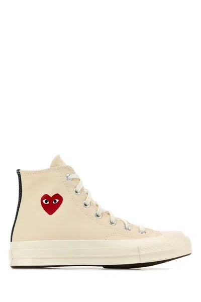 Comme Des Garçons Play Ivory Canvas Comme Des Garã§ons X Converse Sneakers In Neutral