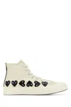Comme Des Garçons Play Comme Des Garcons Play Ivory Canvas Comme Des Garã§ons X Converse Sneakers In White
