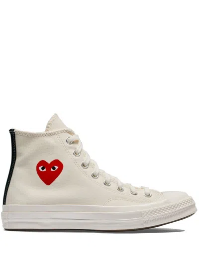 Comme Des Garçons Play Ivory Canvas Comme Des Garã§ons X Converse Sneakers In White