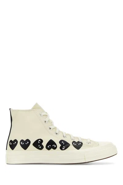 COMME DES GARÇONS PLAY IVORY CANVAS COMME DES GARÃ§ONS X CONVERSE SNEAKERS