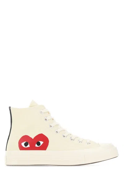 Comme Des Garçons Play Ivory Canvas Sneakers In White