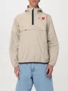 Comme Des Garçons Play X K-way Heart-logo Half-zip Raincoat In Beige