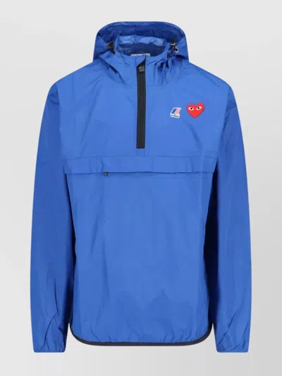 Comme Des Garçons Play Jacket Hooded Embroidered Detail In Blue