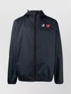 Comme Des Garçons Play Hooded Full Zip K-way In Blue