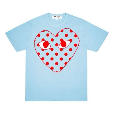Comme Des Garçons Play Comme Des Garcons Play Kawakubo Rei Red Love Printing Short Sleeve Blue