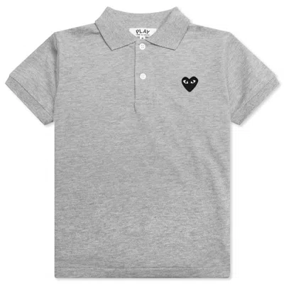 Pre-owned Comme Des Garçons Play Kid's Black Emblem Polo Shirt In Grey