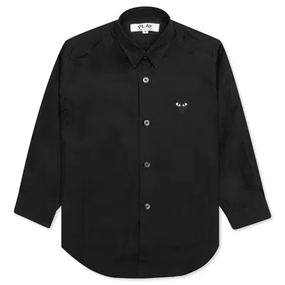 Pre-owned Comme Des Garçons Play Kid's Emblem Button Up Shirt In Black