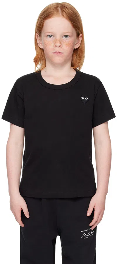 Comme Des Garçons Play Kids Black Emblem T-shirt In 1-black