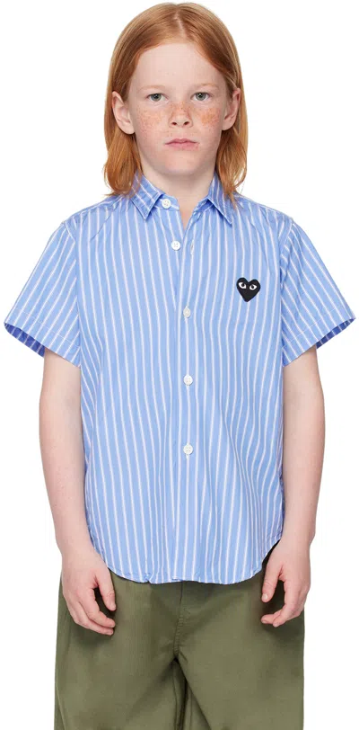 Comme Des Garçons Play Kids Blue Striped Shirt In 1-blue