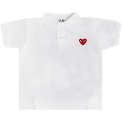 Pre-owned Comme Des Garçons Play Kids Heart Polo 'white' | Kid's Size 2