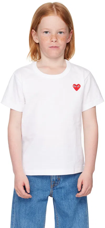 Comme Des Garçons Play Kids White Emblem T-shirt In 2-white