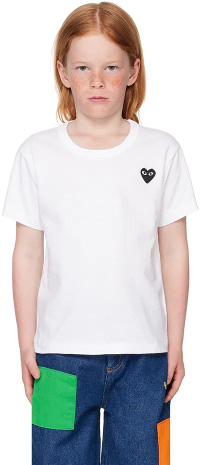 Comme Des Garçons Play Kids White Emblem T-shirt In 2-white