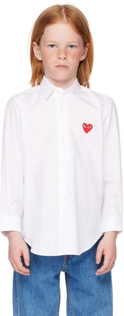 Comme Des Garçons Play Kids White Patch Shirt In 2-white
