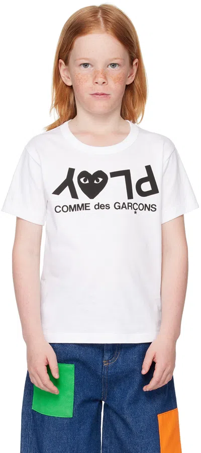 Comme Des Garçons Play Kids White Printed T-shirt In 1-white