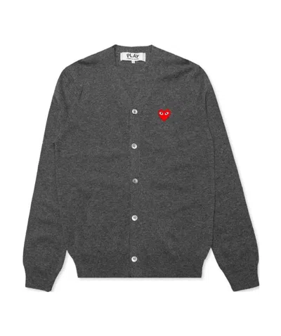 Comme Des Garçons Play Knit Cardigan In Gray