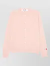 Comme Des Garçons Play Knit Cardigan Cuffs Ribbed Hem Detail In Pink