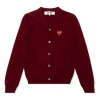Comme Des Garçons Play Long-sleeved Wool Cardigan In Red