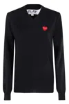 Comme Des Garçons Play Knit Rhinestone Emblem In Black