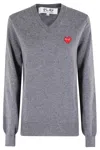 Comme Des Garçons Play Knit Rhinestone Emblem In Gray