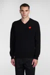 Comme Des Garçons Play Emblem Rhinestone-heart Sweater In Black